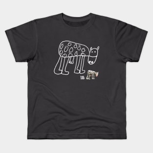 Kid-Drawn Cow / White Outline Kids T-Shirt